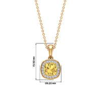 Genuine 2.2 Carat Cushion Cut Citrine and Diamond Necklace with Certificate