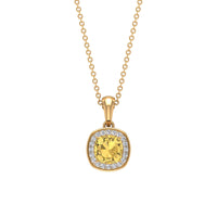 Genuine 2.2 Carat Cushion Cut Citrine and Diamond Necklace with Certificate