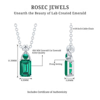Emerald Cut Lab Created Emerald Pendant Necklace