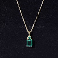 Certified 1.68 Carat Lab Created Emerald Solitaire Necklace