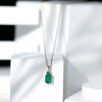 Certified 1.68 Carat Lab Created Emerald Solitaire Necklace