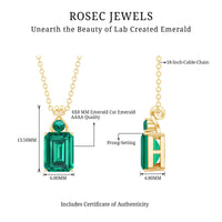 Certified 1.68 Carat Lab Created Emerald Solitaire Necklace