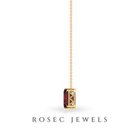 2 Carat Emerald Cut Garnet Three Stone Necklace
