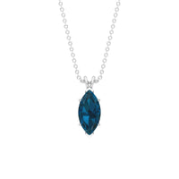 0.74 Carat Marquise Cut London Blue Topaz Solitaire Pendant