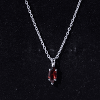 Real 0.75 Carat Garnet Marquise Necklace with Chain