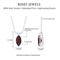 0.75 Carat Marquise Cut Garnet Solitaire Necklace With Chain