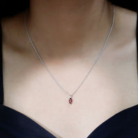 Real 0.75 Carat Garnet Marquise Necklace with Chain