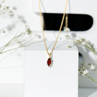 0.75 Carat Marquise Cut Garnet Solitaire Necklace With Chain