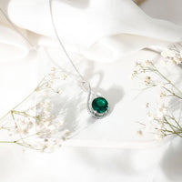 AAAA Grade 3.5 Carat Lab Created Emerald Infinity Necklace With Silver Chain