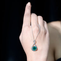 AAAA Grade 3.5 Carat Lab Created Emerald Infinity Necklace With Silver Chain