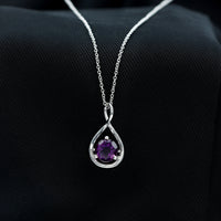 1.2 CT Real Amethyst Infinity Pendant Necklace