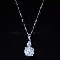 Brilliant Cut Moissanite Two Stone Necklace With Chain