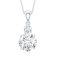 Brilliant Cut Moissanite Two Stone Necklace With Chain