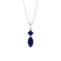 Lab Created Blue Sapphire Two Stone Pendant with Certificate