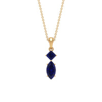 Lab Created Blue Sapphire Two Stone Pendant with Certificate