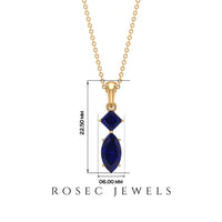 Lab Created Blue Sapphire Two Stone Pendant with Certificate