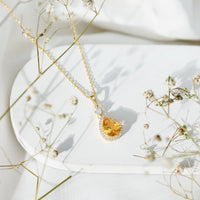 Certified 2 Carat Citrine Teardrop Pendant Necklace with Diamond Halo