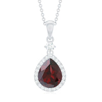 Pear Shape 4 CT Garnet Wedding Necklace with Diamond Halo