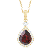 Pear Shape 4 CT Garnet Wedding Necklace with Diamond Halo