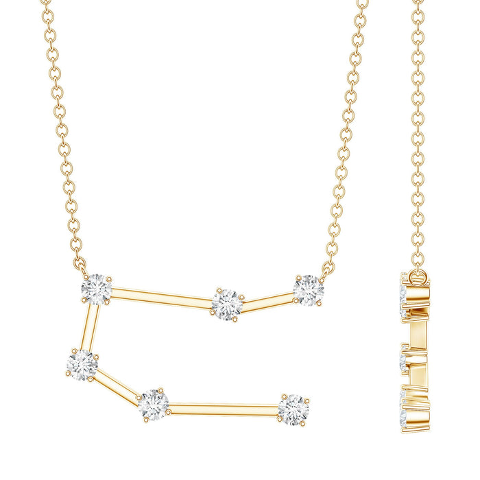 Silver pendant necklace featuring a certified Moissanite Gemini constellation design by Rosec Jewels.
