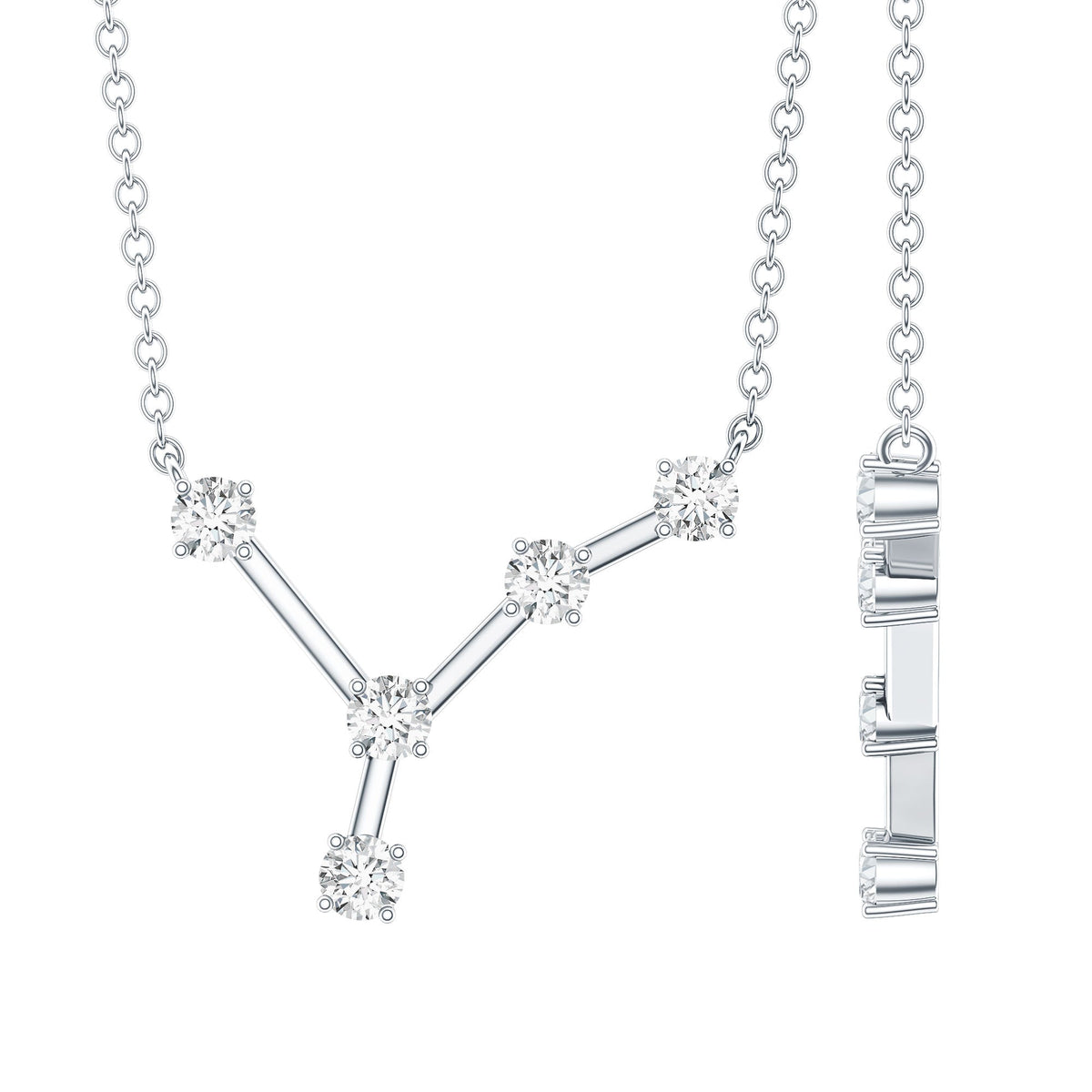 Natural Diamond Zodiac Cancer Constellation Necklace for Women