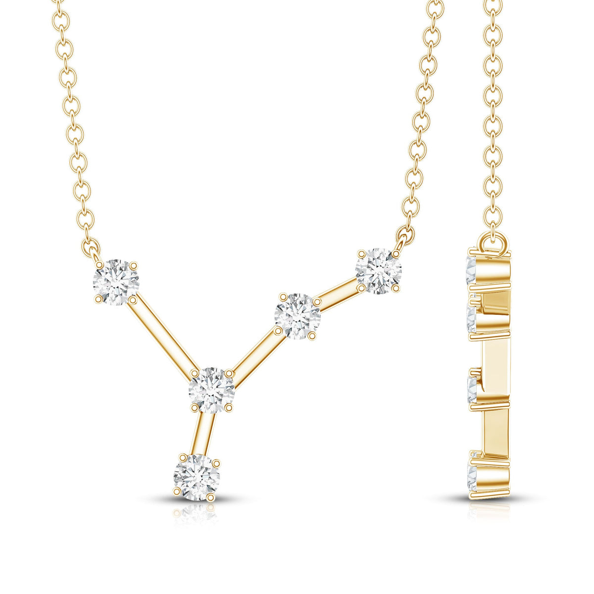 Natural Diamond Zodiac Cancer Constellation Necklace for Women