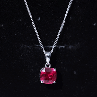2 Carat Lab Created Ruby Solitaire Necklace With Chain