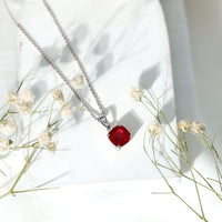 2 Carat Lab Created Ruby Solitaire Necklace With Chain