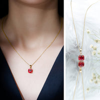 2 Carat Lab Created Ruby Solitaire Necklace With Chain