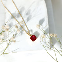 2 Carat Lab Created Ruby Solitaire Necklace With Chain