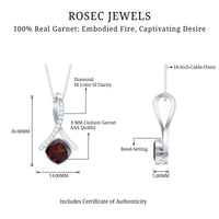 3.2 Carat Cushion Cut Garnet Solitaire Pendant with Diamond Twisted Bail