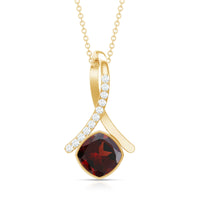 3.2 Carat Cushion Cut Garnet Solitaire Pendant with Diamond Twisted Bail