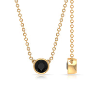 Simple Round Black Onyx Solitaire Necklace in Bezel Setting