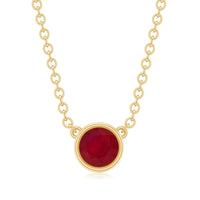 Bezel Set Round Ruby Solitaire Necklace