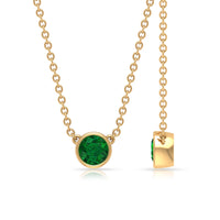 0.25 CT Round Cut Emerald Solitaire Necklace in Bezel Setting
