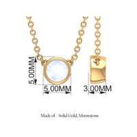Bezel Set Round Cut Solitaire Moonstone Necklace