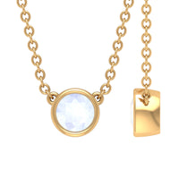 Bezel Set Round Cut Solitaire Moonstone Necklace