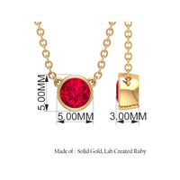 Round Created Ruby Solitaire Necklace