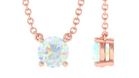 5 MM Round Shape Ethiopian Opal Solitaire Necklace in Prong Setting