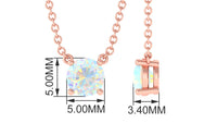 5 MM Round Shape Ethiopian Opal Solitaire Necklace in Prong Setting
