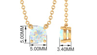 5 MM Round Shape Ethiopian Opal Solitaire Necklace in Prong Setting