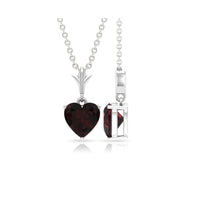 4 Carat Heart Shape Garnet Solitaire Pendant Necklace