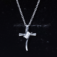 Certified Moissanite Cross Pendant Necklace With Chain