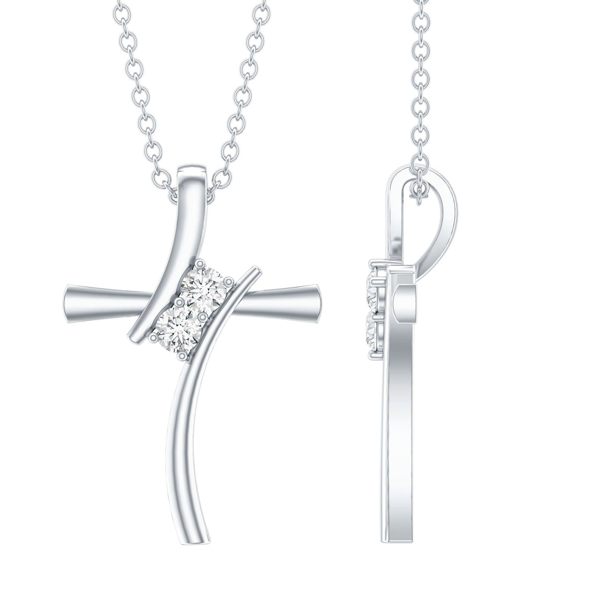 Certified Moissanite Cross Pendant Necklace in sterling Silver