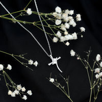 Certified Moissanite Cross Pendant Necklace in sterling Silver