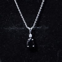 Pear Shape 1 Carat Black Onyx Solitaire Pendant with Diamond