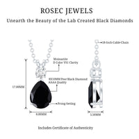 4.8 Carat Lab Created Black and White Diamond Teardrop Necklace