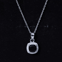 Certified 2 Carat Cushion Cut Black Spinel Necklace with Moissanite Halo