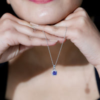 Real 1.2 Carat Tanzanite Bridal Necklace with Silver Chain