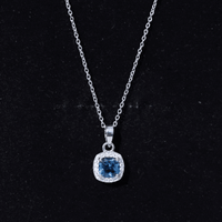 Natural 1 Carat London Blue Topaz Necklace with Chain